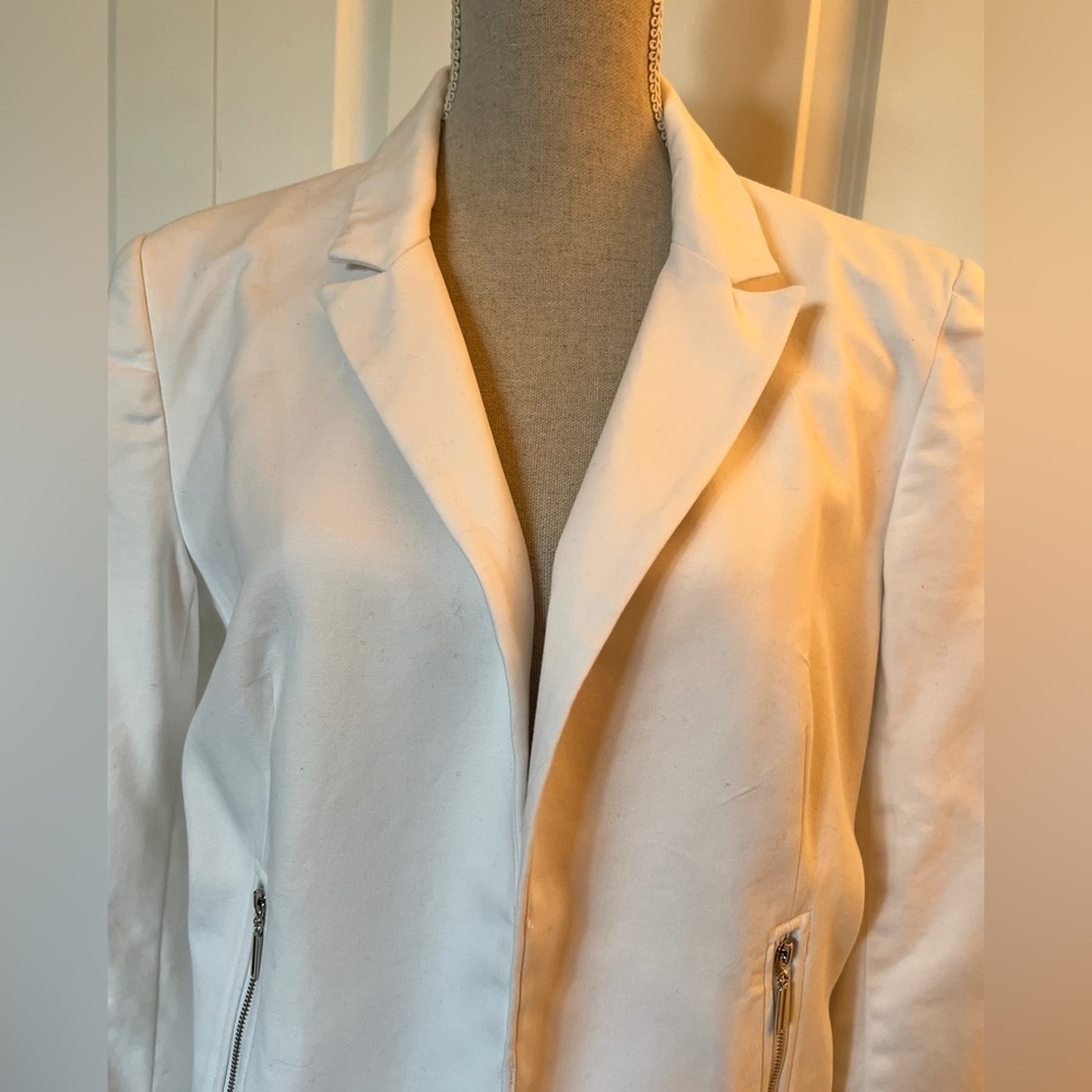 Grace Elements White Moto Open Front Jacket Size … - image 4